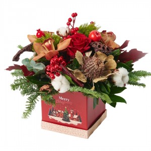 Αποστολη Λουλουδιων Αυθημερον - Χριστουγεννιάτικη σύνθεση - XMAS box (L)