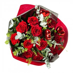 V for VALENTINE Red Heart Bouquet